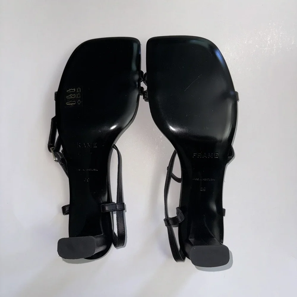 FRAME Le Braxton Sandal Strappy Black Leather Heels NEW Women's 39 9 MSRP $398